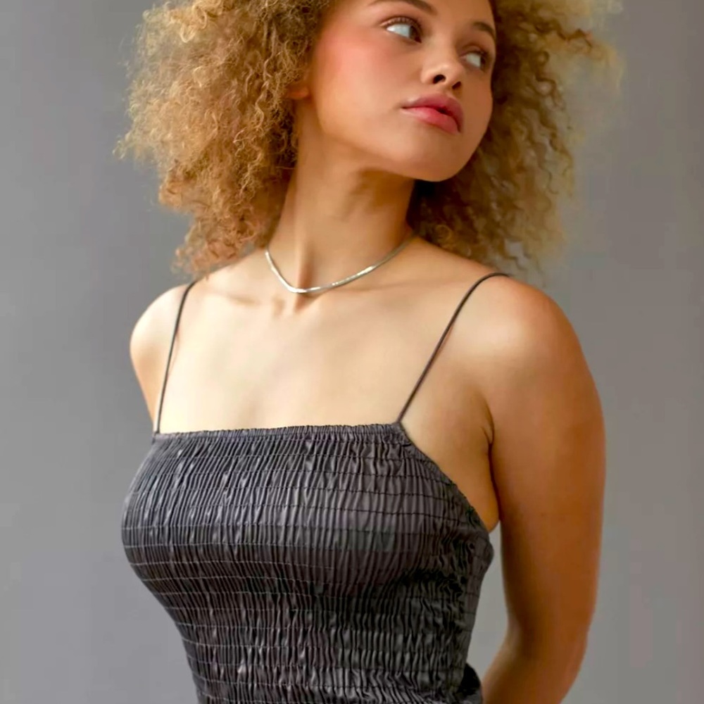 Crinkle Style Black Tank Top